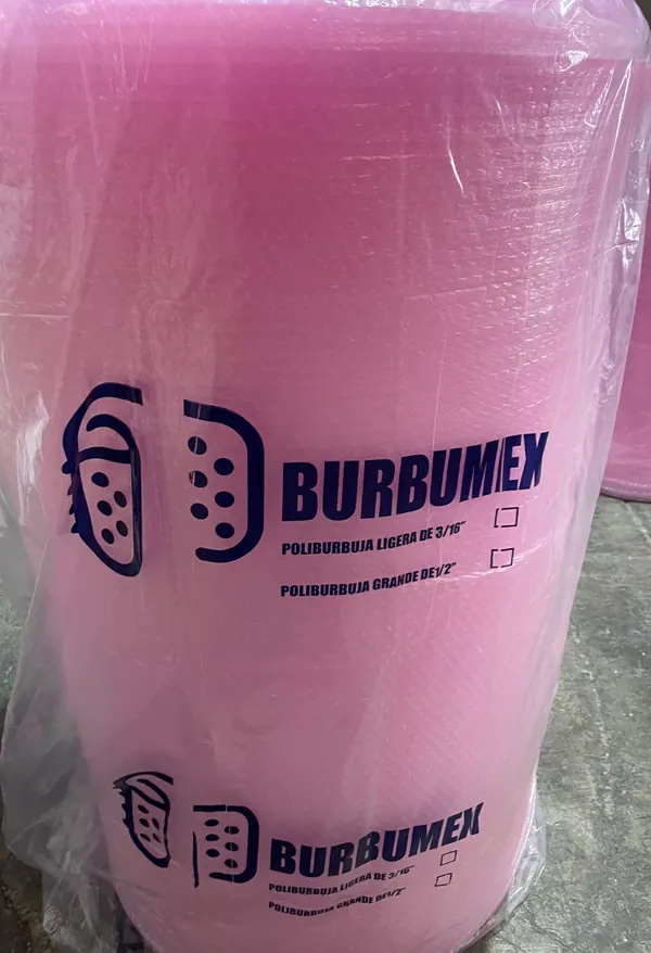 Rollo de poliburbuja antiestática color rosa Burbumex